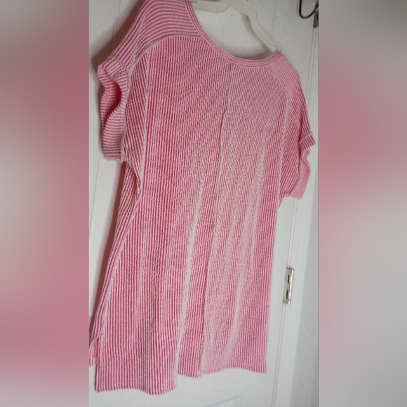 Pink Striped Ribbed Button-Up Top - Picture 5 of 5